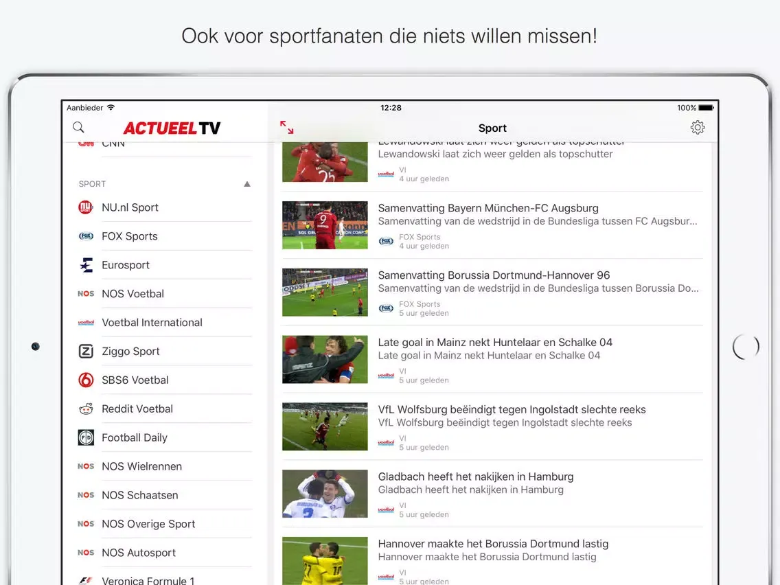 Tangkapan skrin Actueel TV iPad 