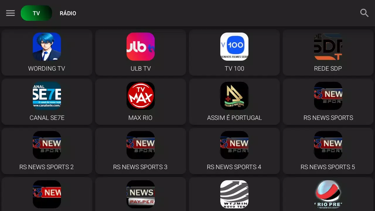 Tangkapan layar TVIGO Brasil - TV Ao Vivo