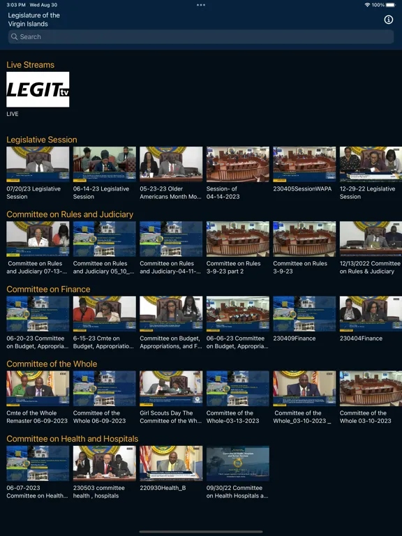 USVI Legislature iPad Ekran Görüntüleri