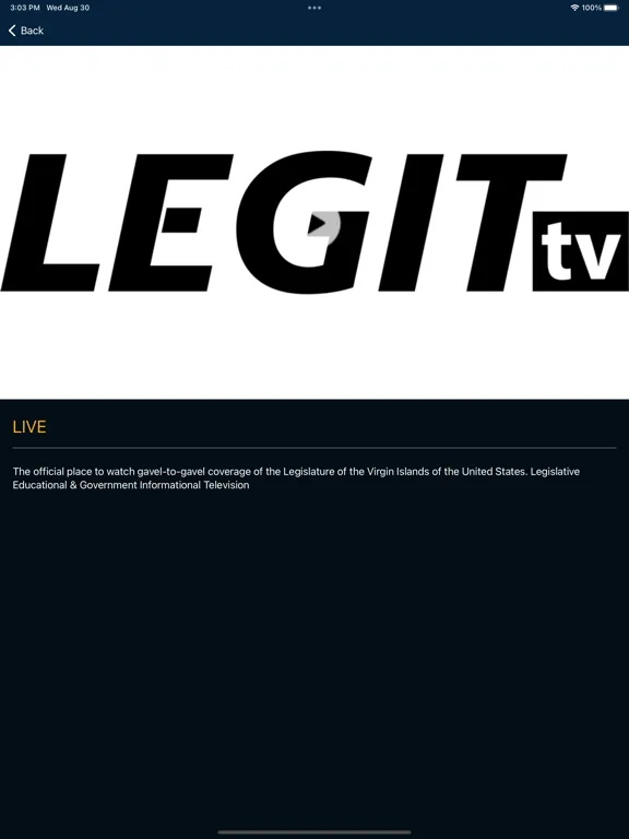 USVI Legislature iPad Ekran Görüntüleri