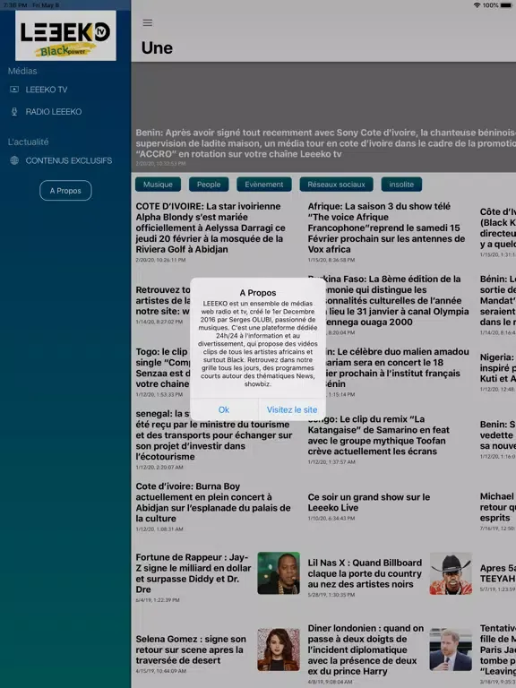 Zrzuty ekranu LEEEKO RADIO & TV iPad 
