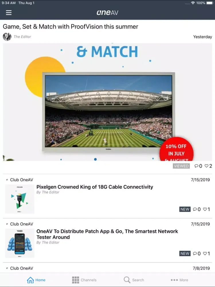 Zrzuty ekranu OneAV iPad 