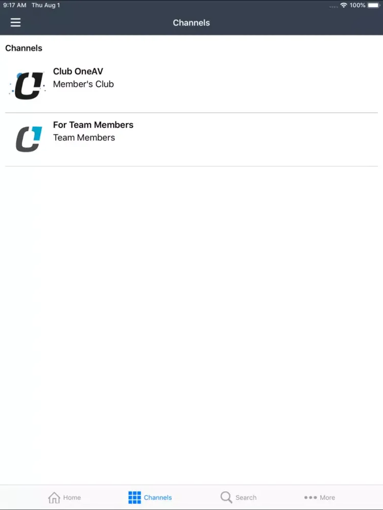 Zrzuty ekranu OneAV iPad 