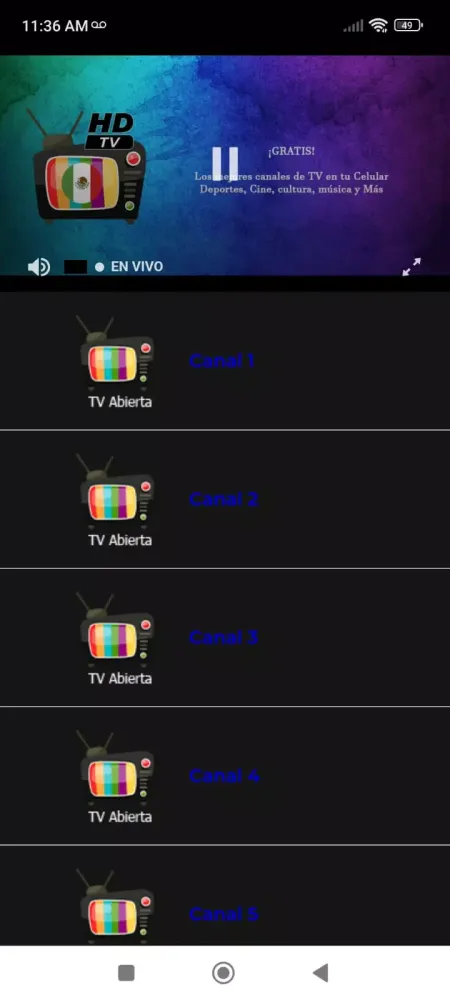 Tangkapan skrin TV México HD