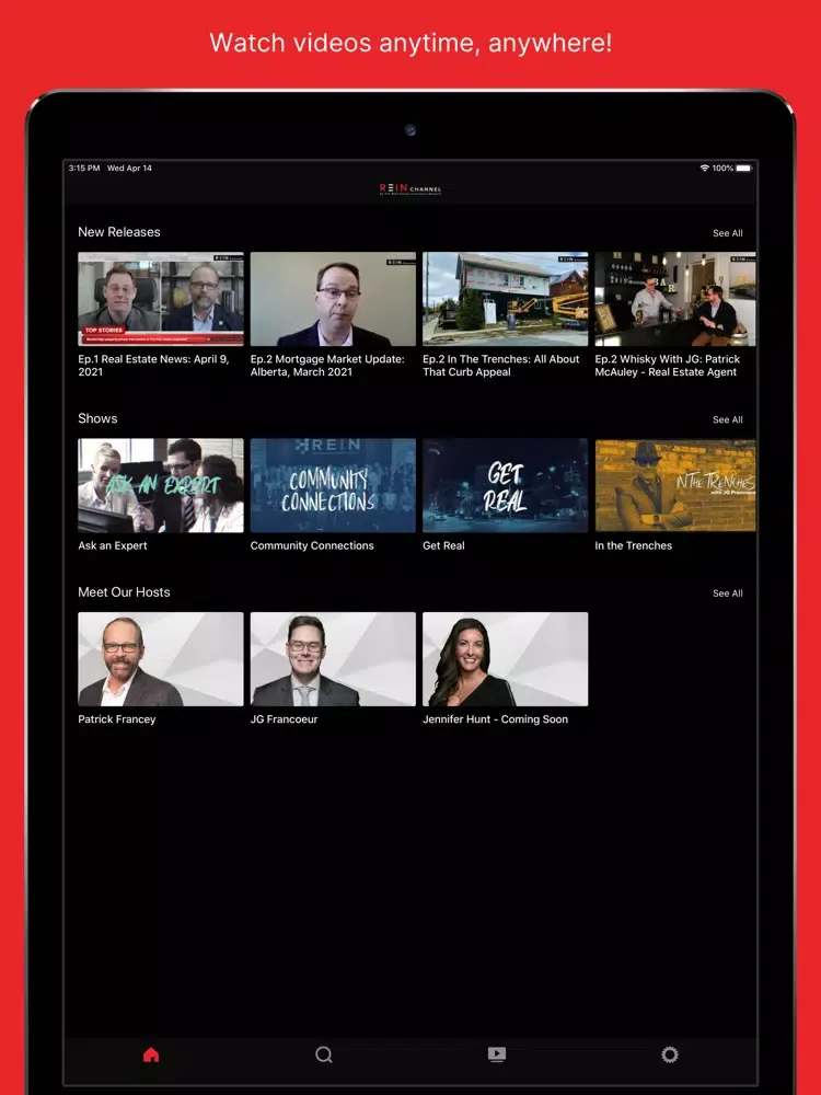 The REIN Channel iPad  Screenshots