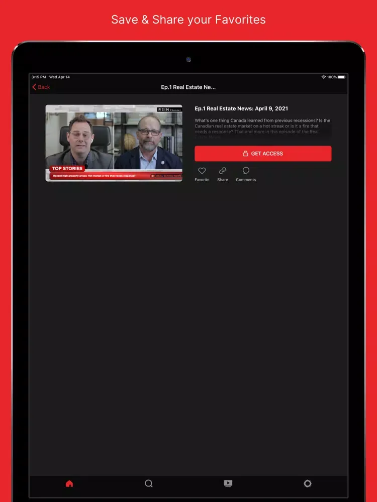 The REIN Channel iPad  Screenshots