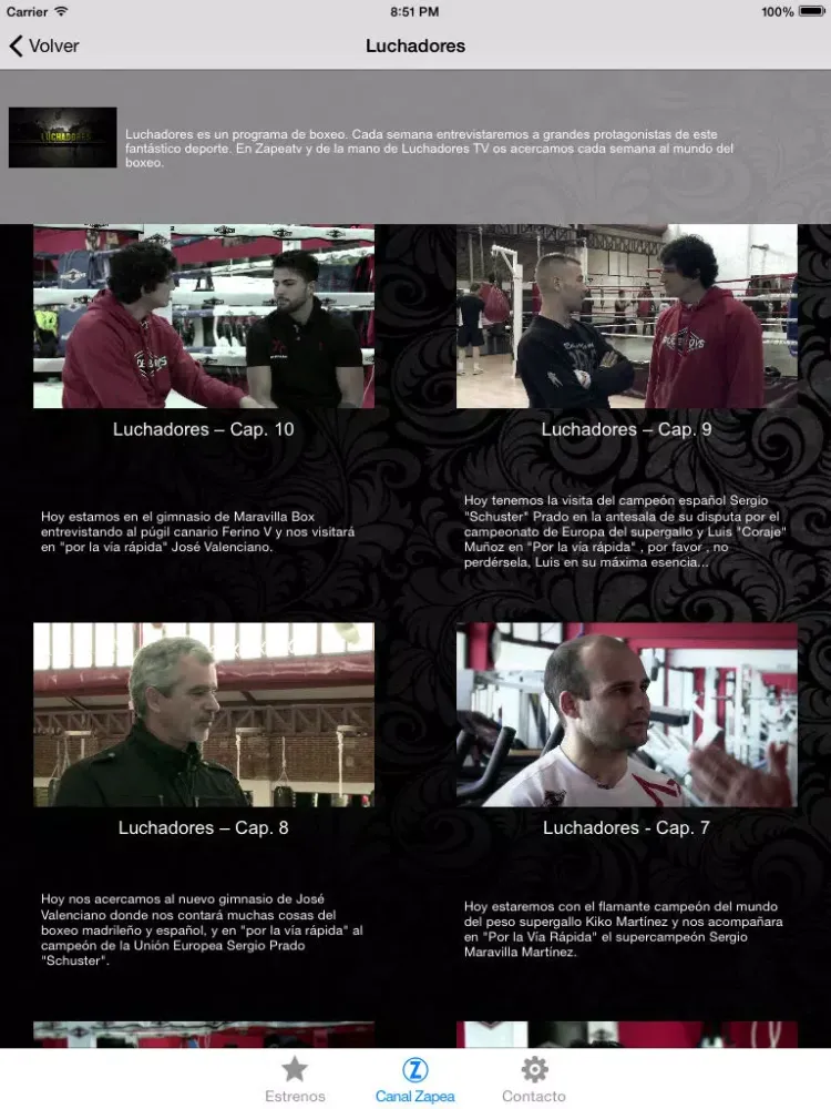 Скриншоты ZapeaTV iPad 
