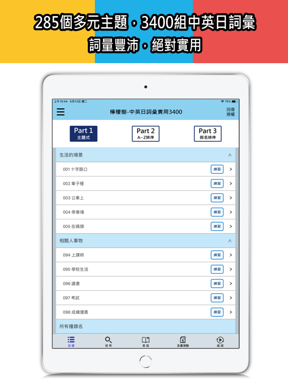 檸檬樹-中英日詞彙實用3400 iPad  Screenshots