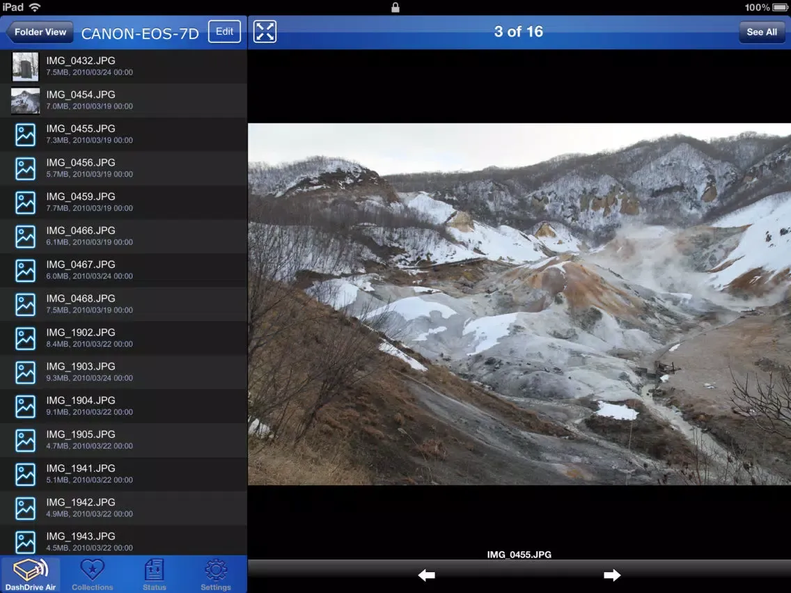 ภาพหน้าจอของ DashDrive Air iPad 