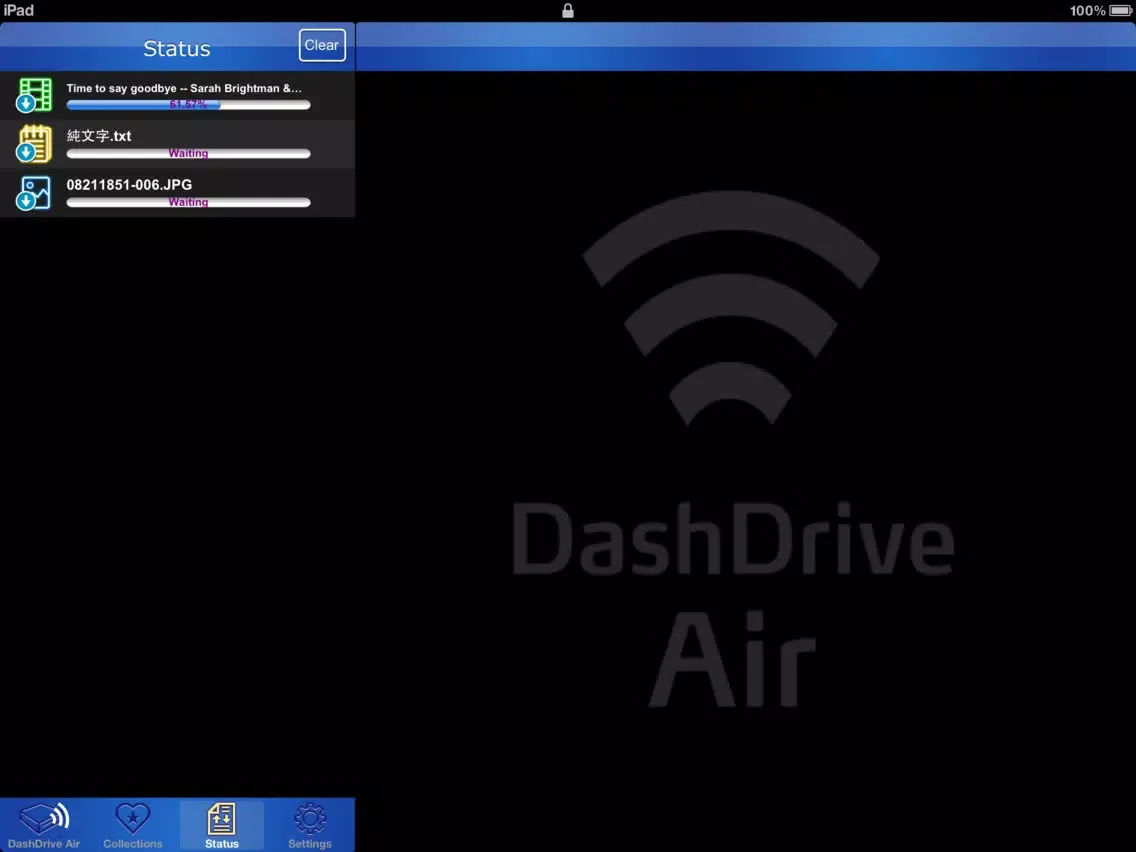 ภาพหน้าจอของ DashDrive Air iPad 