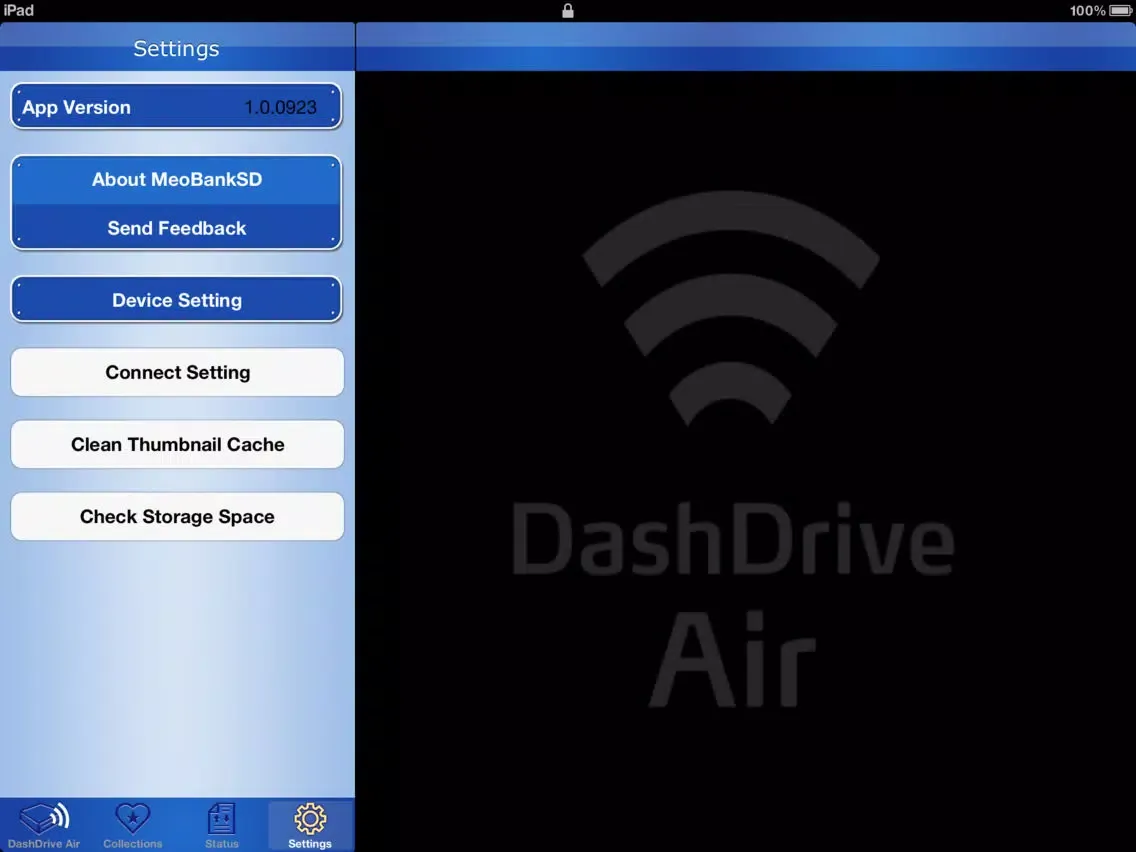 ภาพหน้าจอของ DashDrive Air iPad 