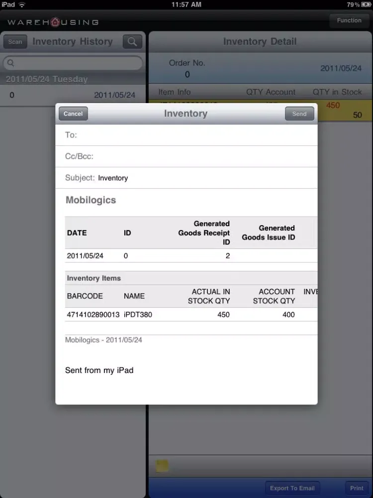 Tangkapan skrin Warehousing iPad 
