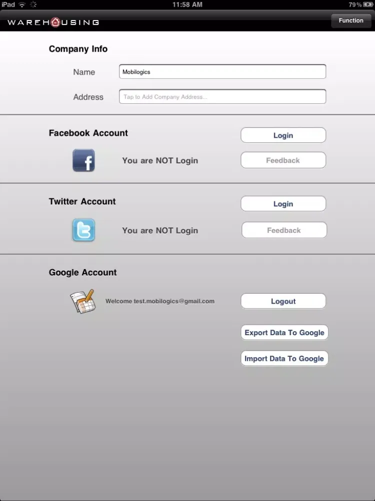 Tangkapan skrin Warehousing iPad 