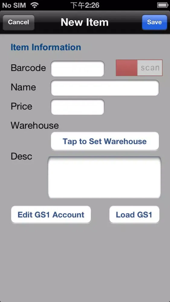 Tangkapan skrin Warehousing