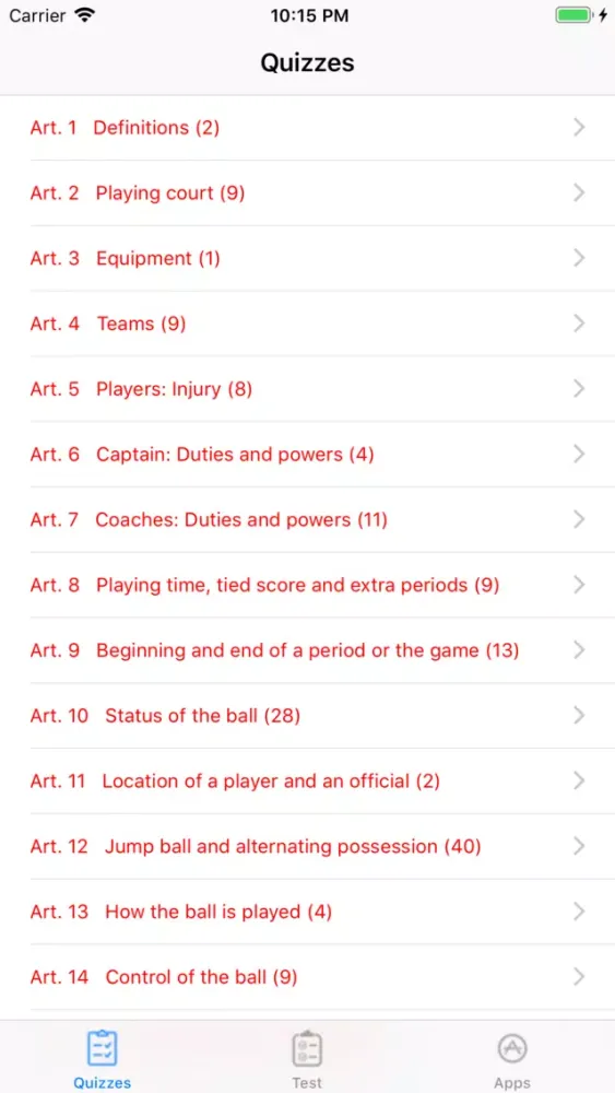 Ảnh chụp màn hình của Basketball Rules Quizzes