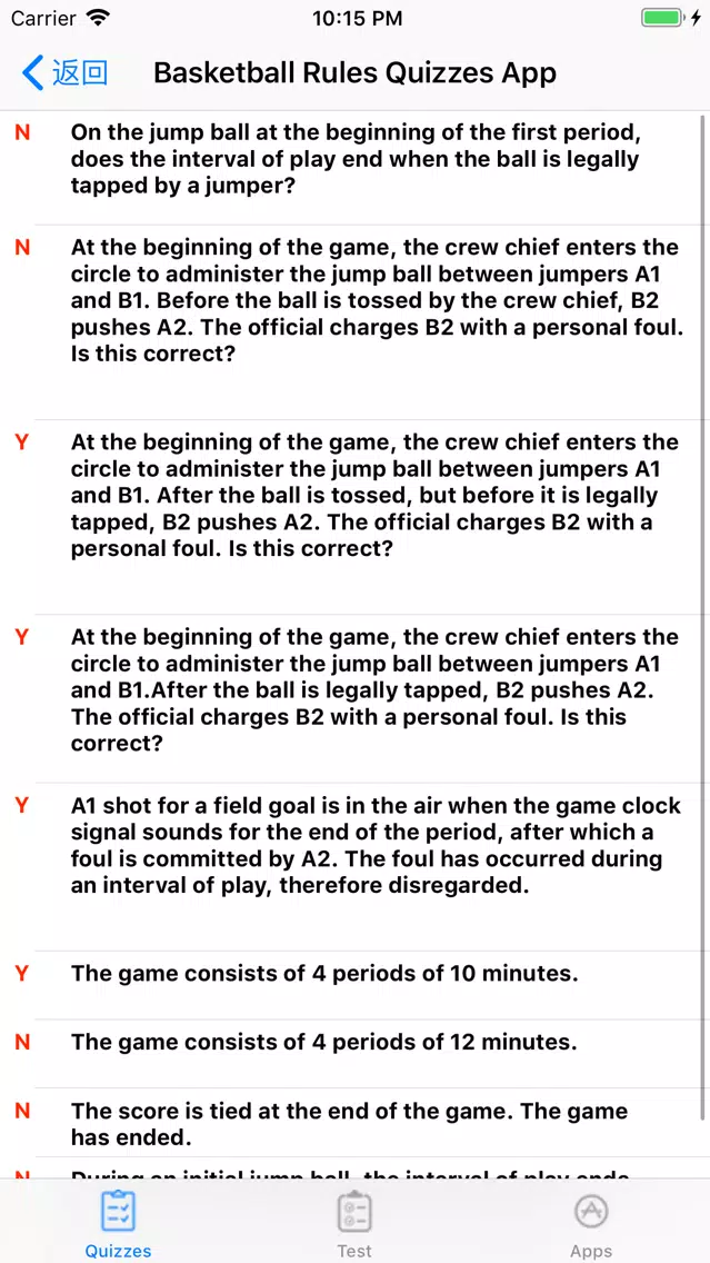 Captures d'écran de Basketball Rules Quizzes