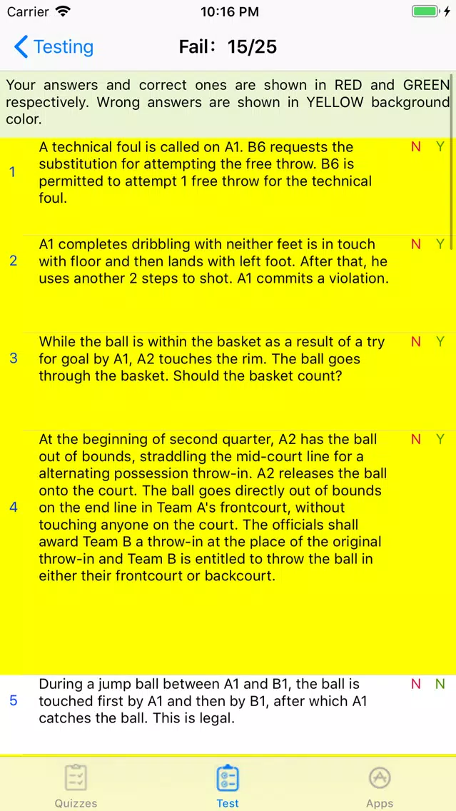 Captures d'écran de Basketball Rules Quizzes