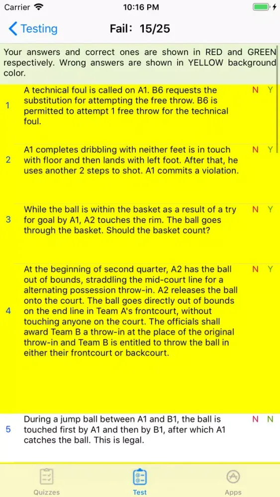Ảnh chụp màn hình của Basketball Rules Quizzes