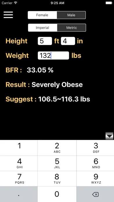 Tangkapan layar Body Fat Rate Calculator