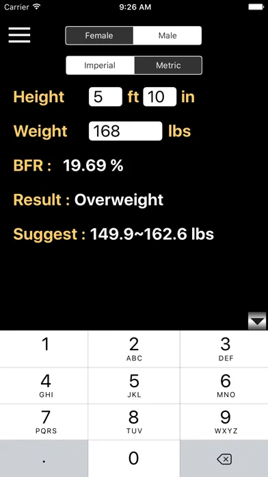 Tangkapan layar Body Fat Rate Calculator