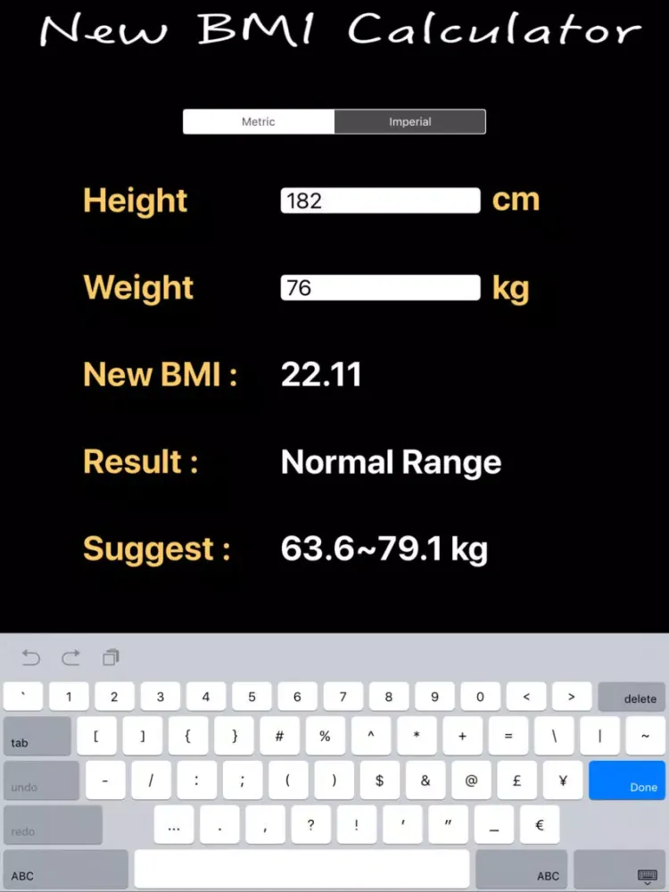 BMI Calculator New iPad 應用截圖