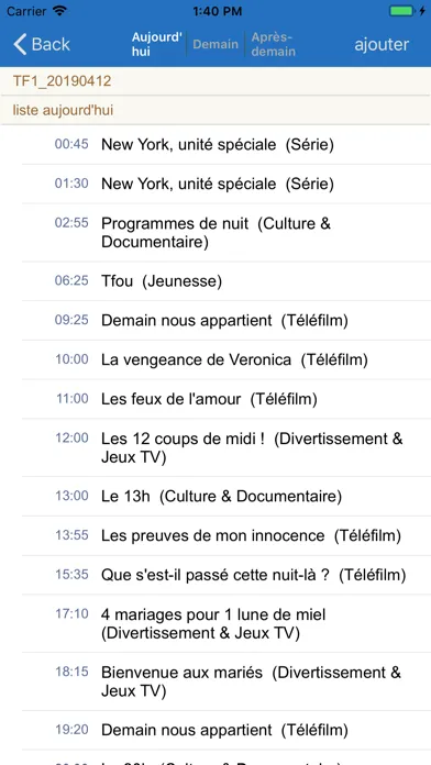 Captures d'écran de France Programme TV