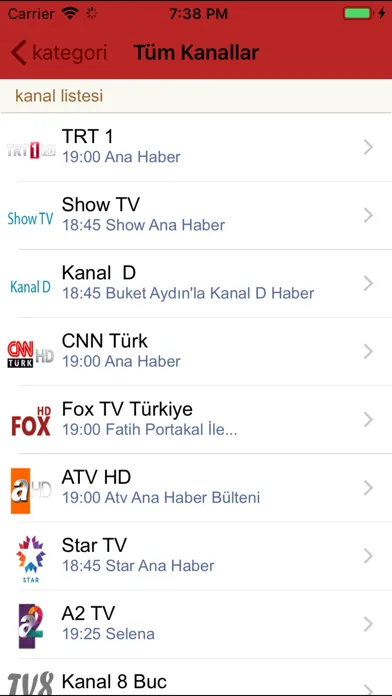 türkiye televizyon listeleri Ekran Görüntüleri