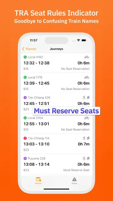 ภาพหน้าจอของ Munisaq: Taiwan Rail Timetable