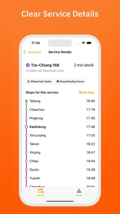 ภาพหน้าจอของ Munisaq: Taiwan Rail Timetable
