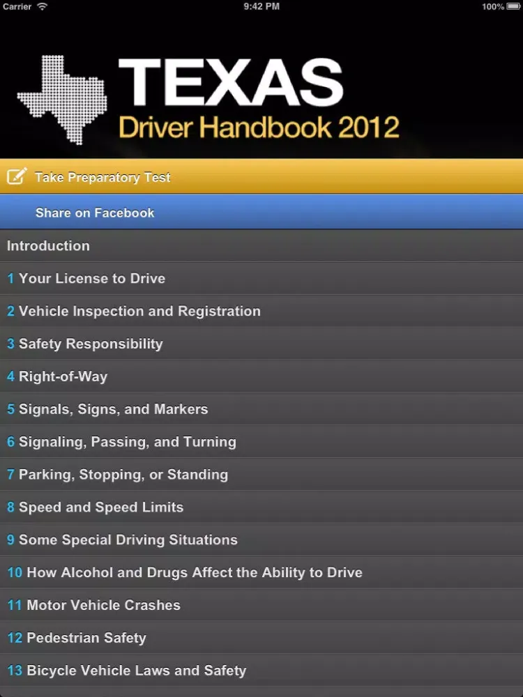 Driver Handbook - Texas Free iPad  Screenshots