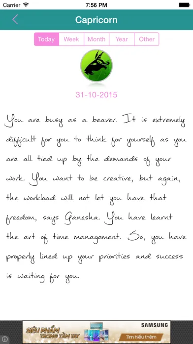 Zrzuty ekranu Daily, Weekly, Monthly and Yearly HoroScope