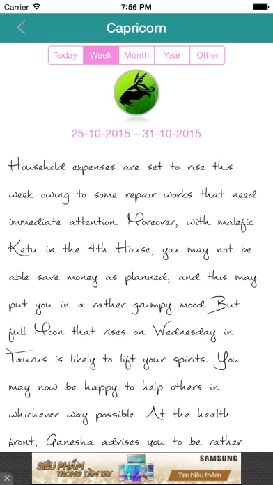 Zrzuty ekranu Daily, Weekly, Monthly and Yearly HoroScope