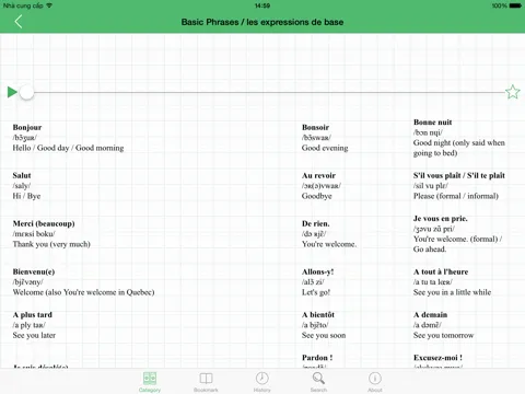 Capturas de pantalla de French Tutorial: Basic Phrases, Vocabulary and Grammar with Pronunciation iPad 
