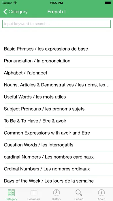 Capturas de pantalla de French Tutorial: Basic Phrases, Vocabulary and Grammar with Pronunciation