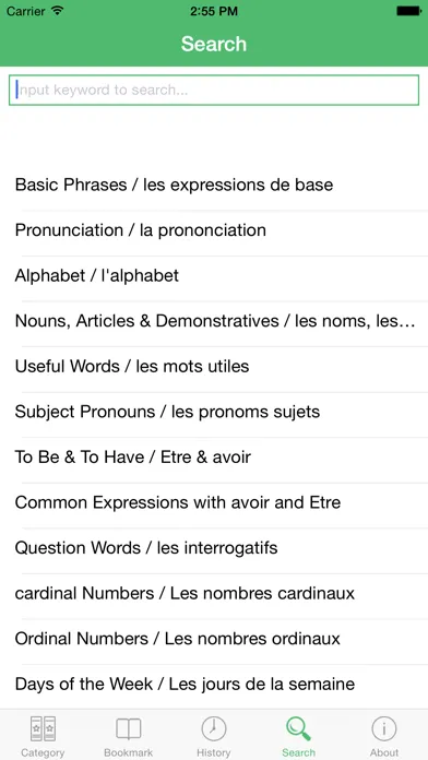 Capturas de pantalla de French Tutorial: Basic Phrases, Vocabulary and Grammar with Pronunciation