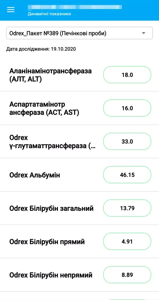 Capturas de tela do Odrex. Кабінет пацієнта