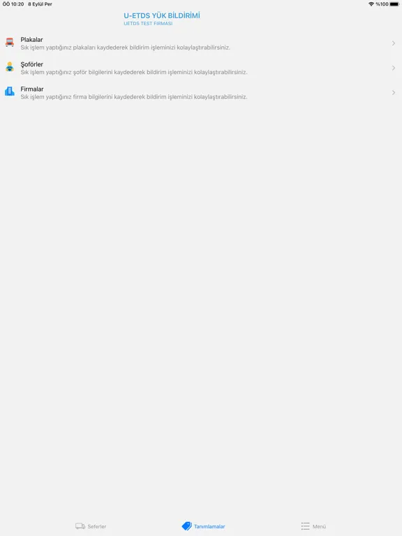 Screenshot di UETDS Yük Bildirimi iPad 