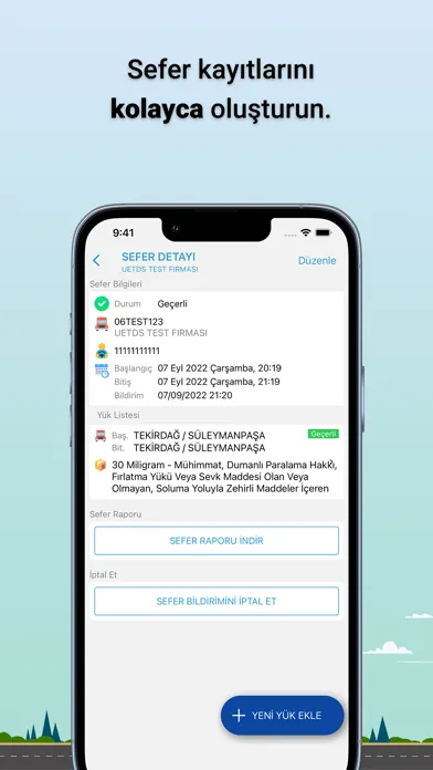 Screenshot di UETDS Yük Bildirimi