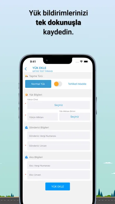 Screenshot di UETDS Yük Bildirimi