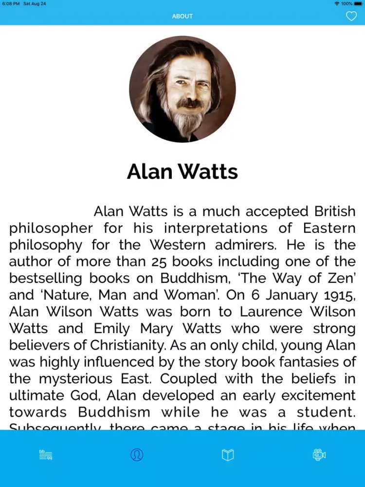 Capturas de tela do Alan Watts Wisdom iPad 