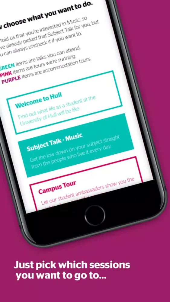Tangkapan skrin University of Hull Open Days