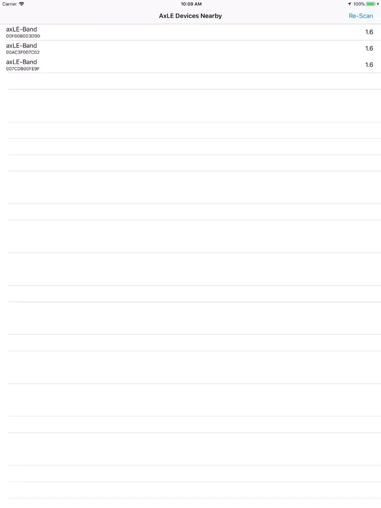 Tangkapan skrin OpenMovement AxLE Updater iPad 