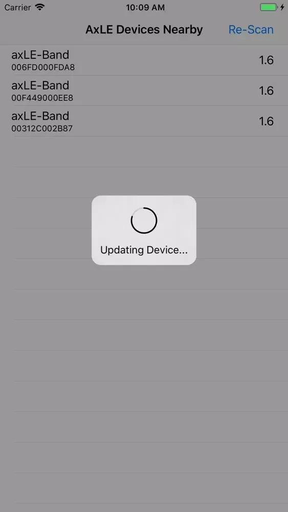 Tangkapan skrin OpenMovement AxLE Updater