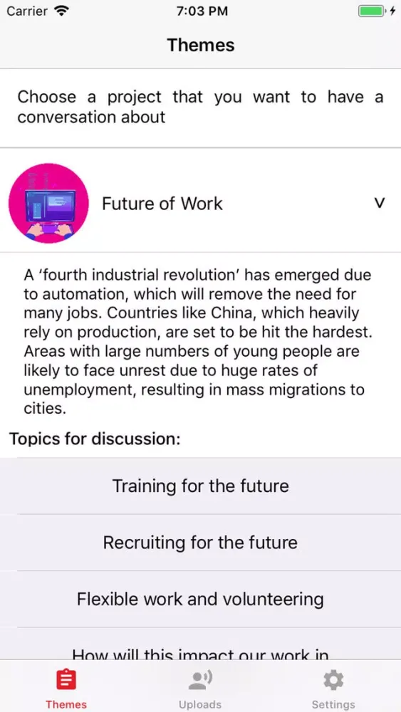 Screenshot di TalkFutures