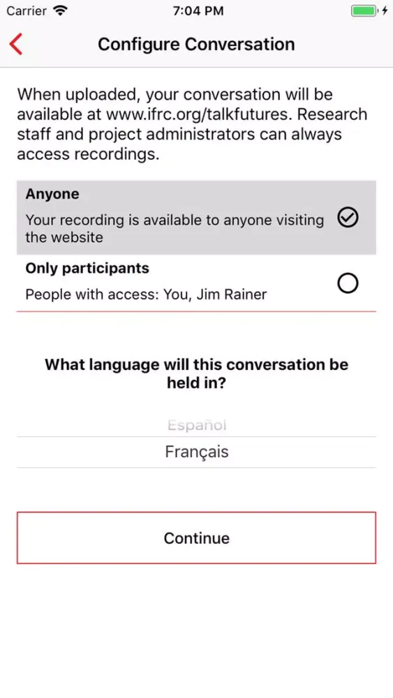 Screenshot di TalkFutures