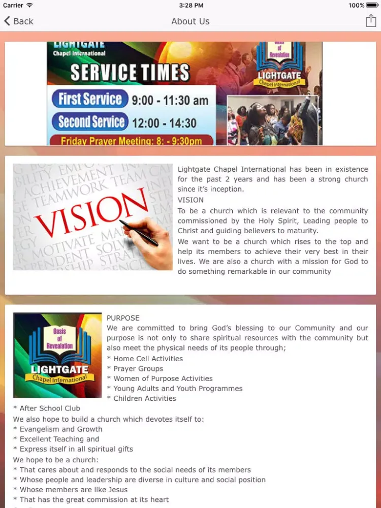 Скриншоты Lightgate Chapel International iPad 