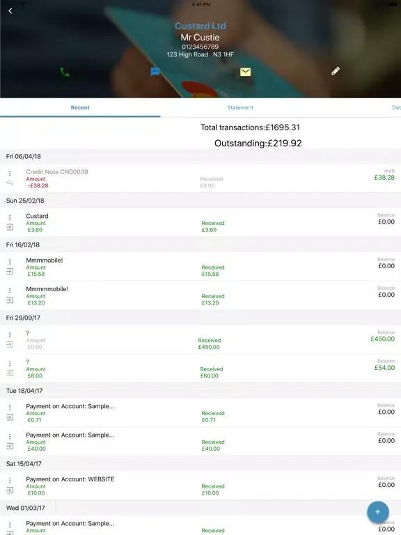 ภาพหน้าจอของ CalCal Accounting iPad 