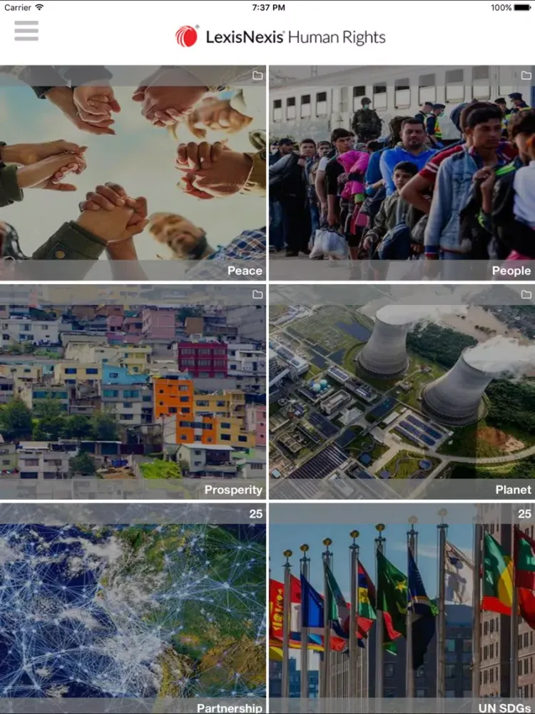 Capturas de tela do Nexis Newsdesk™ iPad 