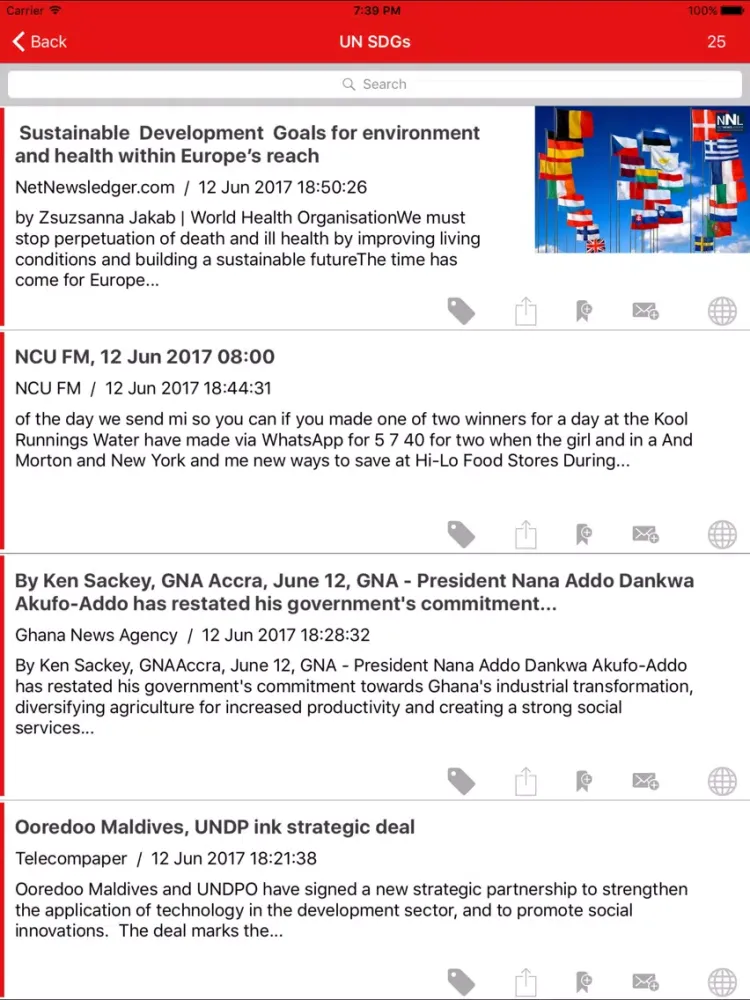 Capturas de tela do Nexis Newsdesk™ iPad 