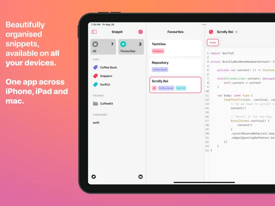 Snippit - Code Snippet Manager iPad  Screenshots